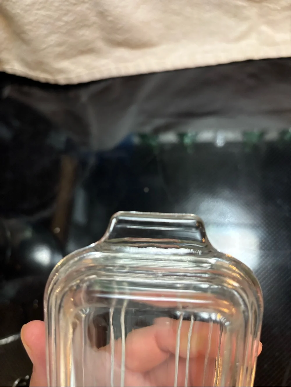 Vintage Art Deco Glass Butter Dish EUC